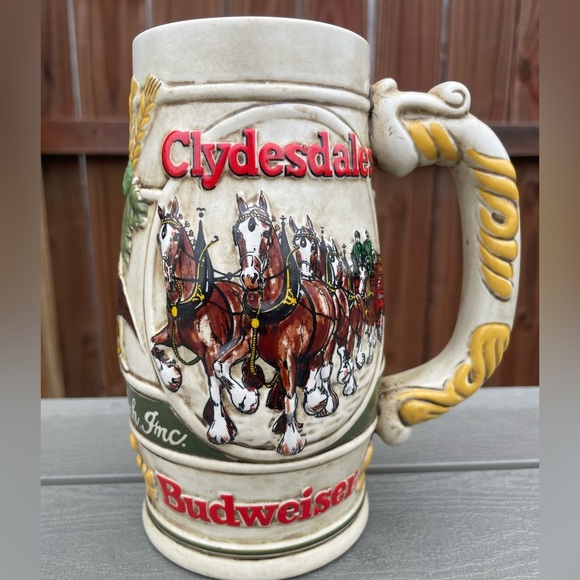 Budweiser 1983 Holiday Beer Stein Snowy Woodland Clydesdale Ceramarte Mug CS-50 - Picture 7 of 13